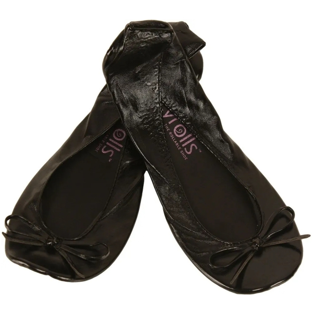 Roll Up Black Ballet Flats